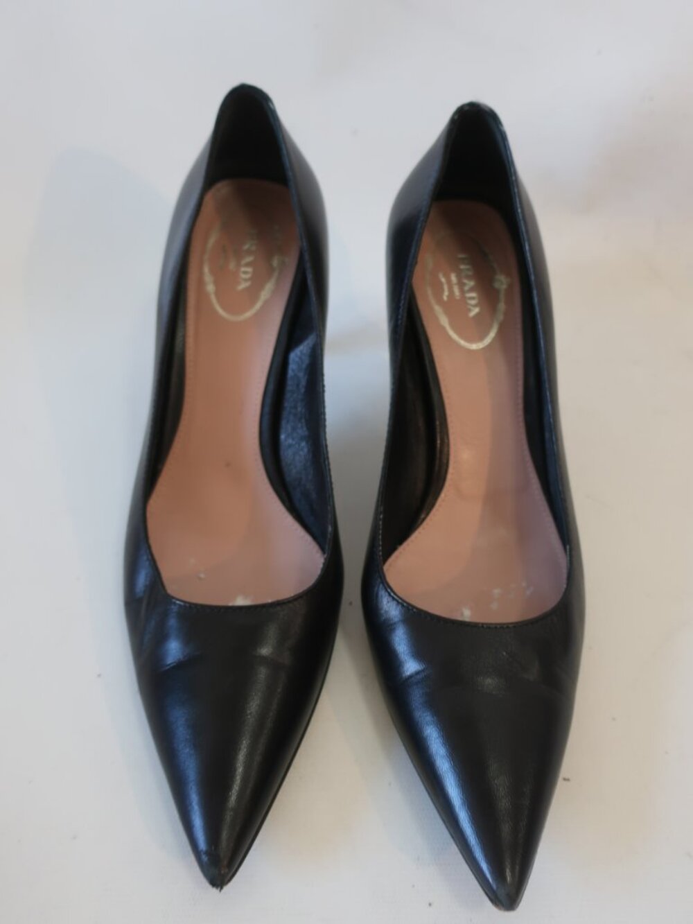 Womens Prada Black Leather Pointy Toe Pumps 38 EU/US 8 - Picture 3 of 13
